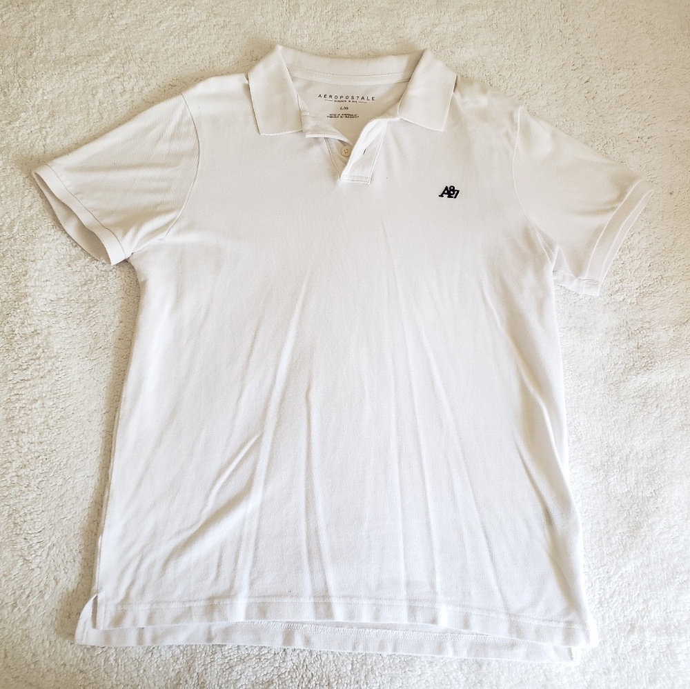Aeropostale White Mens Polo Shirt Large